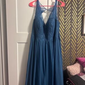 Azazie Ink Blue Yara Dress Size 18